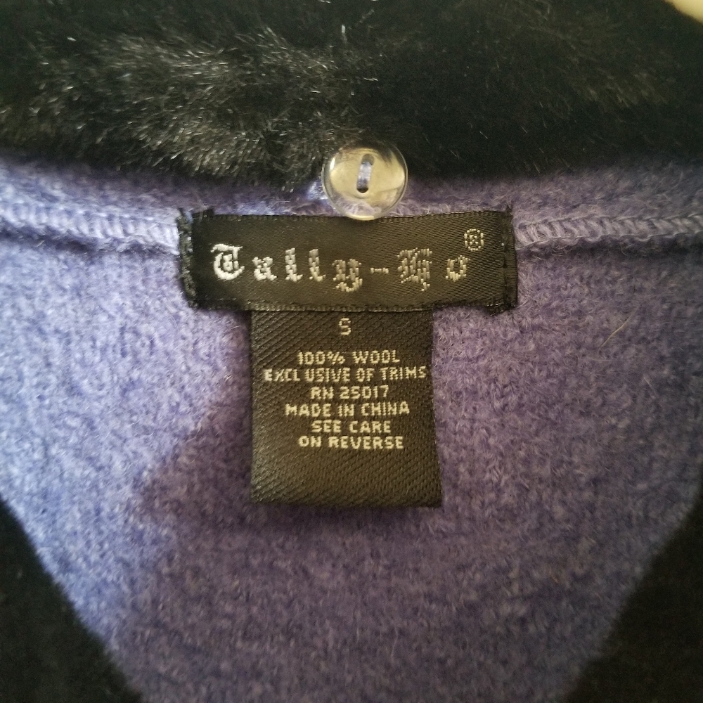 VTG Tally Ho Women's Vest S Purple Black Checked Wool Faux Fur **CLEARANCE** - Picture 5 of 5